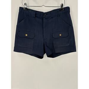 Vintage Woolrich 90s Shorts Mens 36 Blue Canvas Cotton Blend Pockets Logo Button
